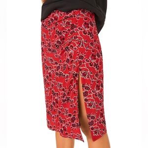 ba&sh Red Floral Midi Skirt